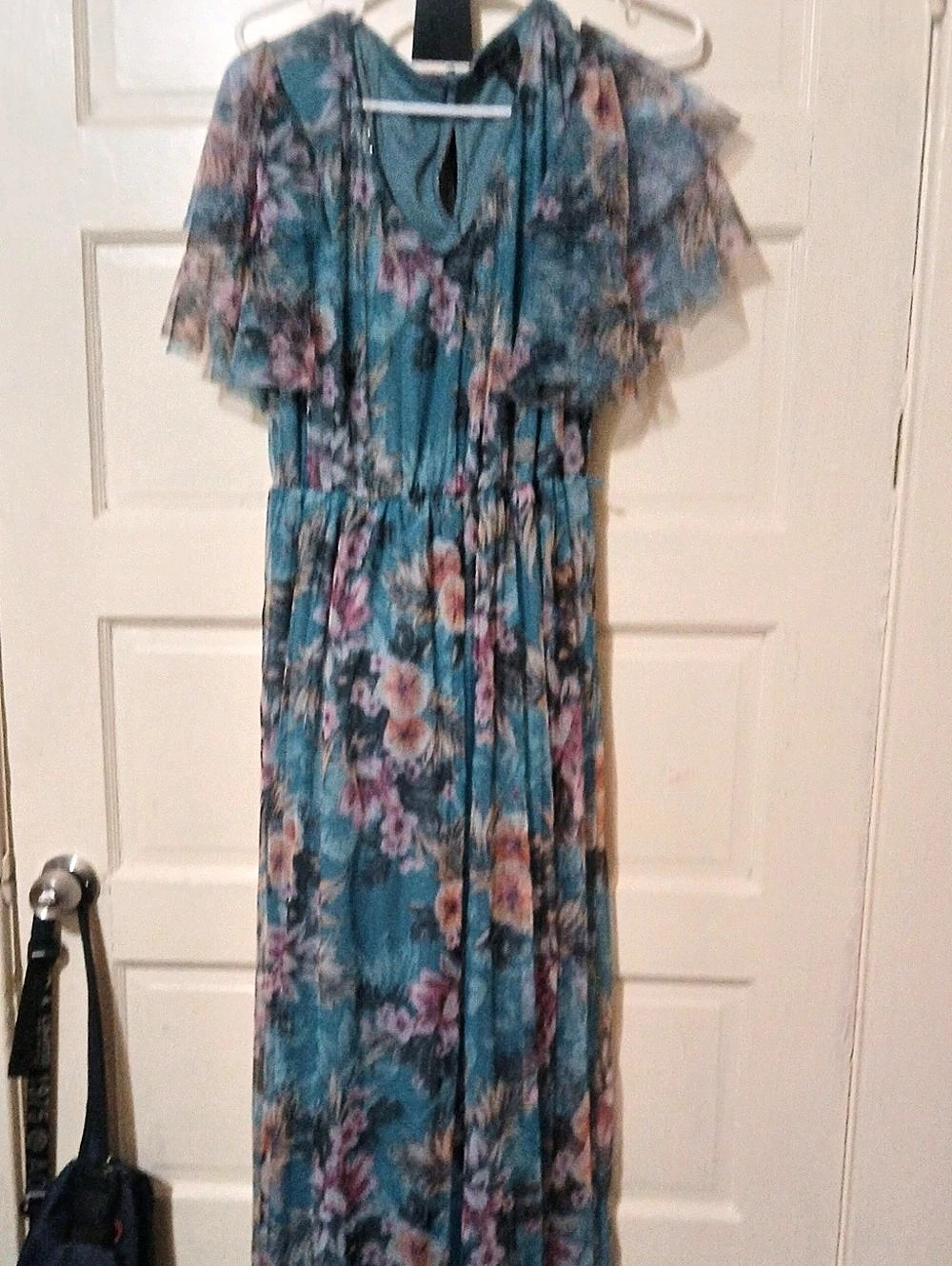 Canallete Floral Maxi Dress in Blue & Pink Size XL Like New